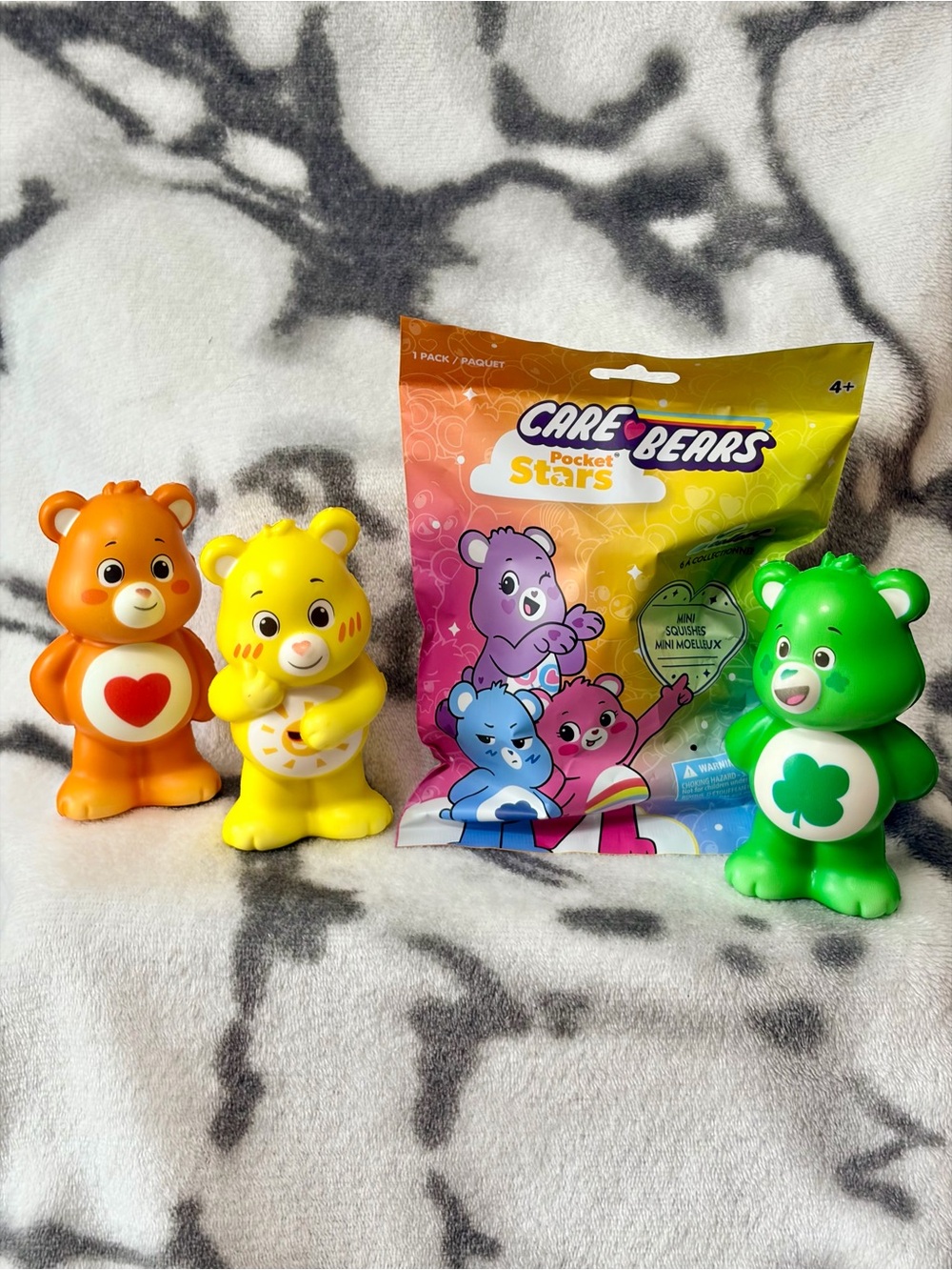 Care Bears (2025) Pocket Stars 4” Mini Squishy Figurines/ 4 Piece Lot/NWOT/EUC